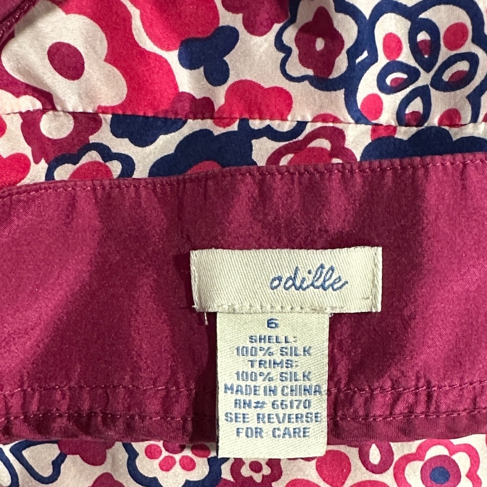 *ODILLE* Pink x Cream Anthropologie Floral Silk Camisole Tank Top Size 6 - Picture 6 of 6